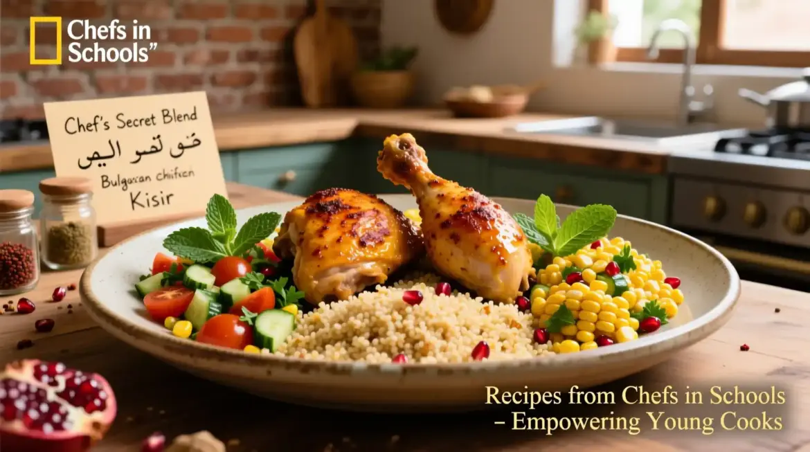 Moroccan chicken, kisir and corn salad recipes from Chefs in Schools