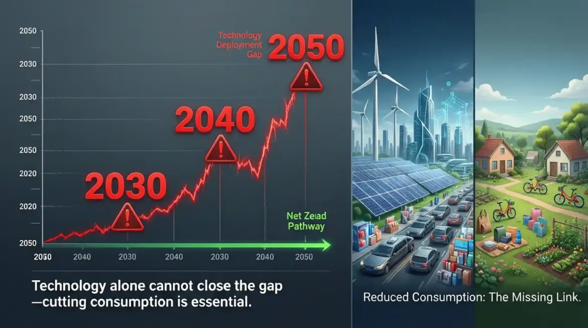 Net zero by 2050 will hit a major timing problem technology can't solve. We need to talk about cutting consumption